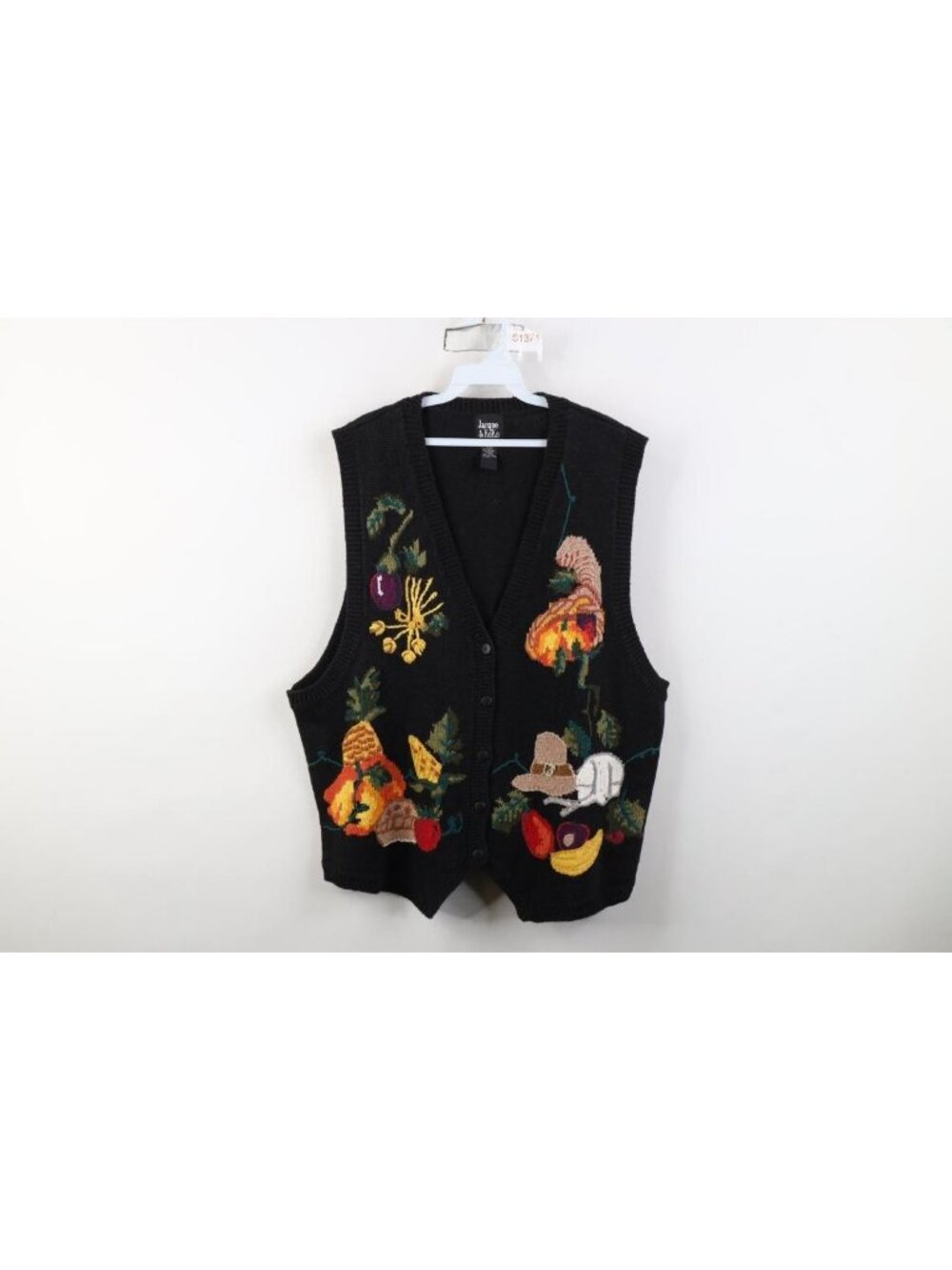 Vintage 90s Streetwear Womens 18/20 Thanksgiving Fall Knit Cardigan Sweater Vest